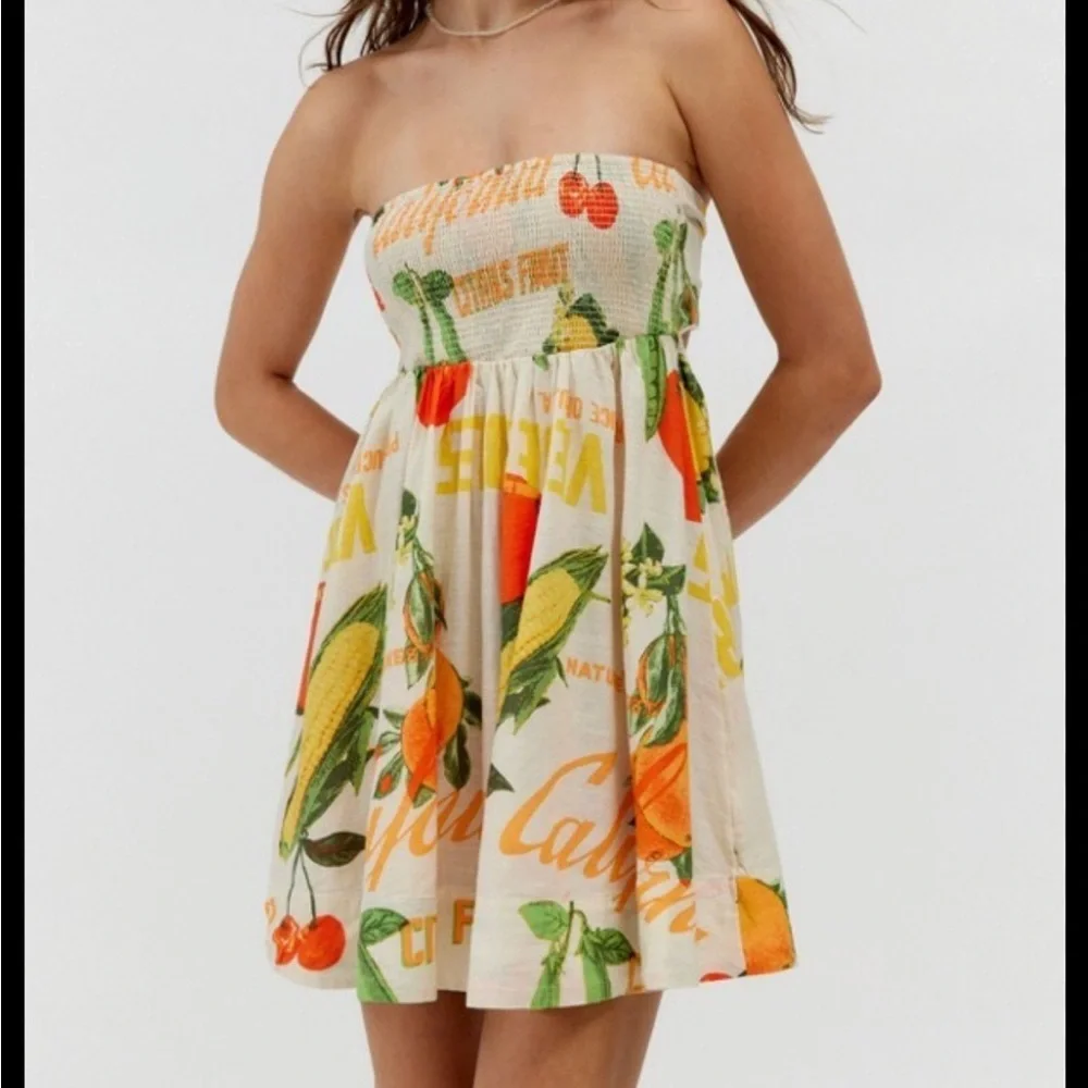 BDG Juliana vegetable stand tomato mini smock dress large L - Picture 4 of 7